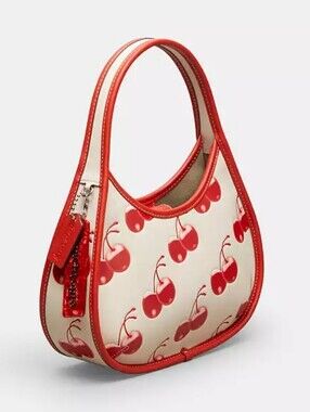 NWT Coach Coachtopia Ergo Cherry Print Shoulder Bag Red Cream White Nude Summer